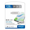 PNY DUO LINK USB flash drive 128 GB USB Type-A / USB Type-C 3.2 Gen 1 (3.1 Gen 1) Stainless steel