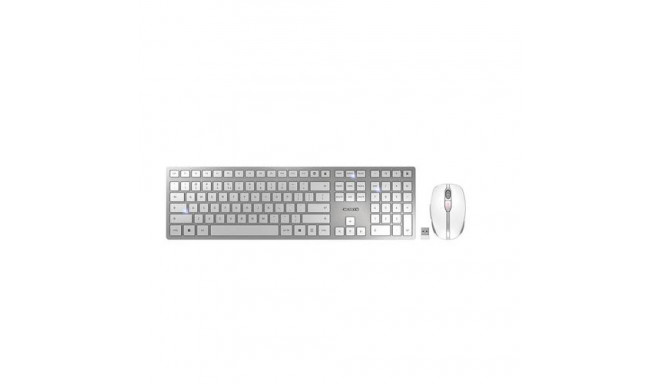 CHERRY DW 9100 SLIM keyboard Mouse included Universal RF Wireless + Bluetooth QWERTY US English Silv