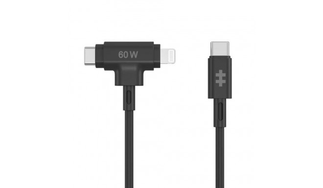HYPER HyperJuice USB cable USB 2.0 1.5 m USB C USB C/Lightning 60 W Black