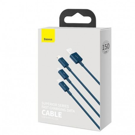 Baseus CAMLTYS-03 USB cable 1.5 m USB A USB C/Micro-USB B/Lightning Blue