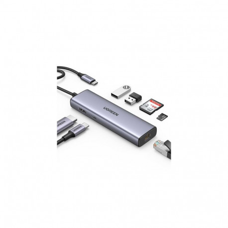 Ugreen USB-C to 2*USB3.0+HDMI+RJ 45+SD&amp;TF+PD port Hub