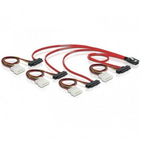 DeLOCK Cable mini SAS 36pin to 4x SAS 29pin SCSI cable Red 0.5 m