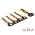 DeLOCK 60158 SATA cable 0.5 m SATA 15-pin 4 x SATA 15-pin Multicolour