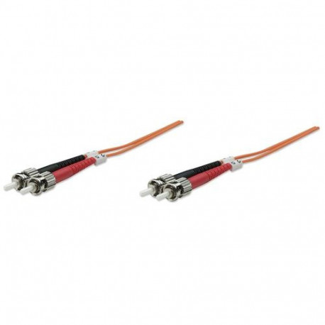 Intellinet Fiber Optic Patch Cable, OM1, ST/ST, 1m, Orange, Duplex, Multimode, 62.5/125 µm, LSZH, Fi