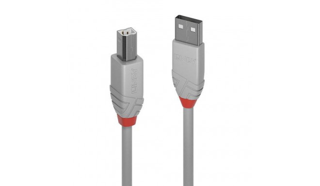 Lindy 3m USB 2.0 Type A to B Cable, Anthra Line, Grey