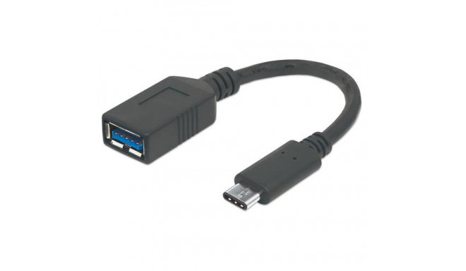 Manhattan USB-C to USB-A Cable, 15cm, Male to Female, Black, 5 Gbps (USB 3.2 Gen1 aka USB 3.0), 3A (