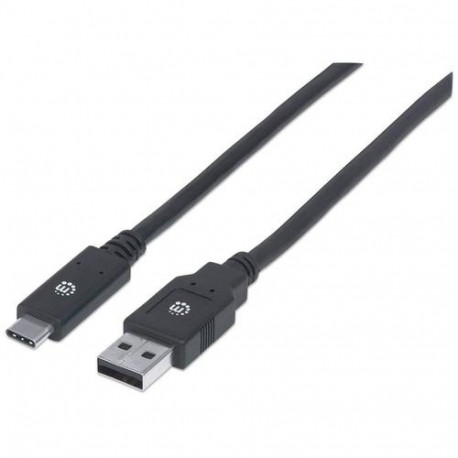 Manhattan USB-C to USB-A Cable, 2m, Male to Male, 5 Gbps (USB 3.2 Gen1 aka USB 3.0), 3A (fast chargi