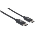 Manhattan USB-C to USB-C Cable, 2m, Male to Male, Black, 480 Mbps (USB 2.0), 3A, Equivalent to USB2C