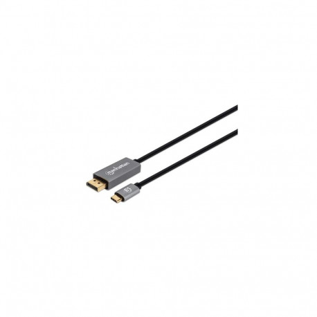 Manhattan USB-C to DisplayPort 1.4 Cable, 8K@60Hz, 2m, Male to Male, Black, Not Bi-Directional, Thre
