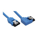 InLine SATA 6Gb/s Round Cable blue left angled 90° with latches 0.5m