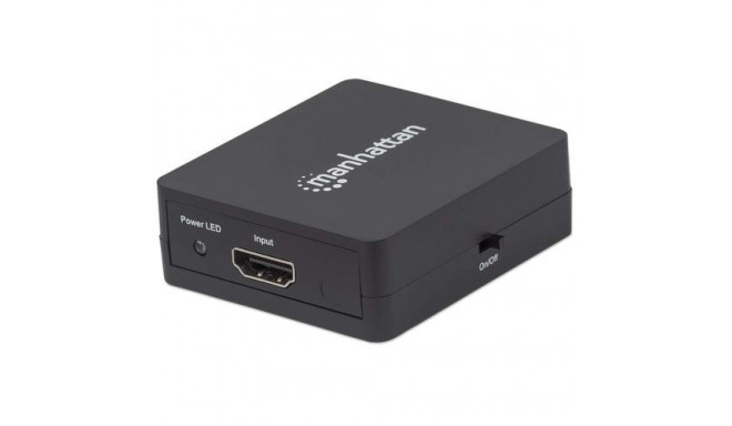 Manhattan HDMI Splitter 2-Port , 1080p, Black, Displays output from x1 HDMI source to x2 HD displays