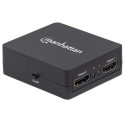 Manhattan HDMI Splitter 2-Port , 1080p, Black, Displays output from x1 HDMI source to x2 HD displays