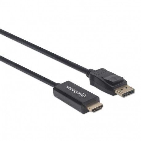 Manhattan DisplayPort 1.1 to HDMI Cable, 1080p@60Hz, 1.8m, Male to Male, DP With Latch, Black, Not B