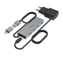 Hama 00200138 interface hub USB 3.2 Gen 1 (3.1 Gen 1) Type-A + Type-C 5000 Mbit/s Anthracite, Grey