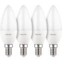 Philips LED Lamp E14 4-Pack candle     40W 4000K