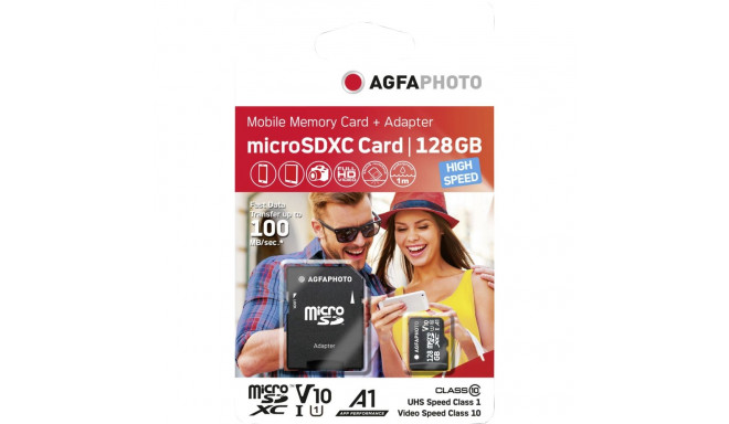 AgfaPhoto MicroSDXC UHS-I  128GB High Speed Class 10 U1 V10