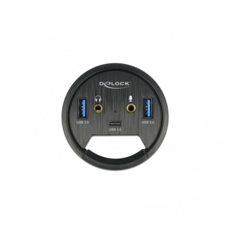 "DELOCK 3 Port Tisch-Hub 1x USB Type-C und 2x USB Typ-A + HD-Audio Ports"