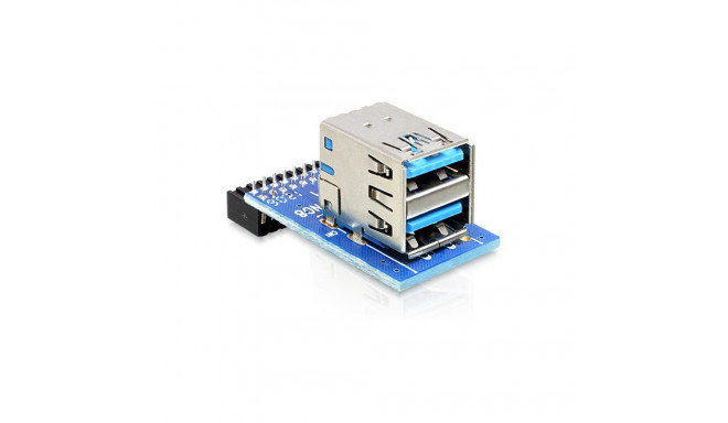 "DELOCK Adapter USB 3.0 Pinheader Bu > 2x USB3.0-A Bu Vertikal"
