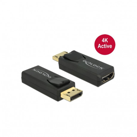 "DELOCK Adapter DisplayPort 1.2 Stecker > HDMI Buchse schwarz 4K Aktiv"