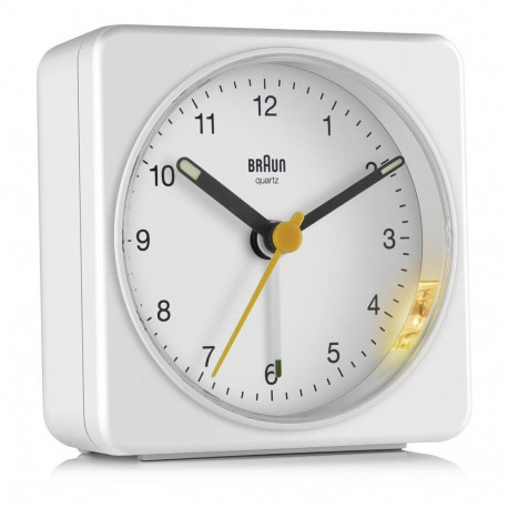 "Braun BC 03 W Quarzwecker analog wei"