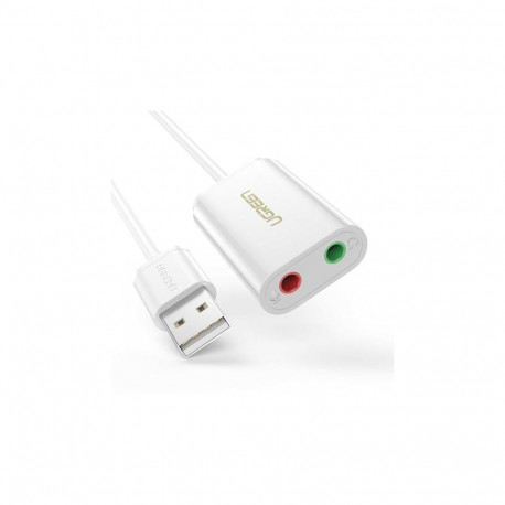 "UGREEN USB-A To 3.5mm External Stereo Sound Adapter White 15cm"