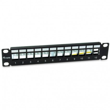 "Equip Patchpanel 12x Cat6A 10"" FTP 1HE Keystone Montage sw"