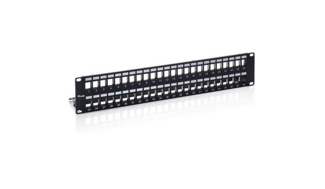 "Equip Patchpanel 48x Cat6A 19"" FTP 1HE Keystone Montage sw"