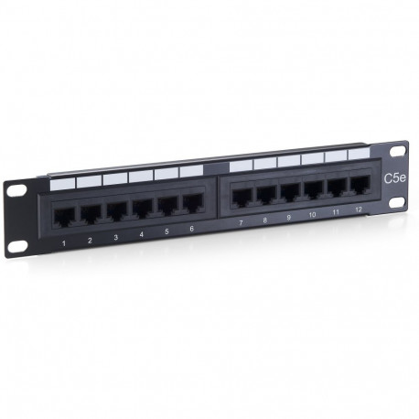 "Equip Patchpanel 12x RJ45 Cat5e 10"" UTP 1HE ISDN schwarz"