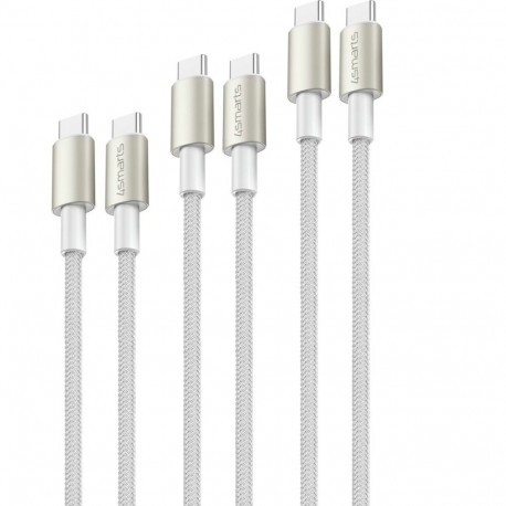 "4smarts USB-C auf USB-C Kabel PremiumCord 60W 3erSet wei/silb"