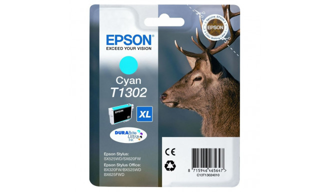 "Epson Tinte 1LB T1302 ink cartridge cyan extra high capacity 10.1ml 1-pack blister without alarm - 
