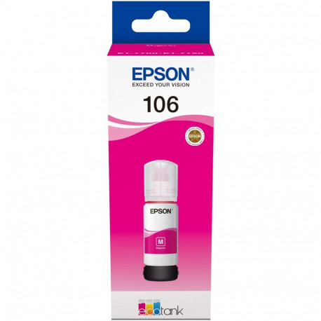 "Epson Tinte ON 1LB 106 EcoTank Magenta ink bottle"