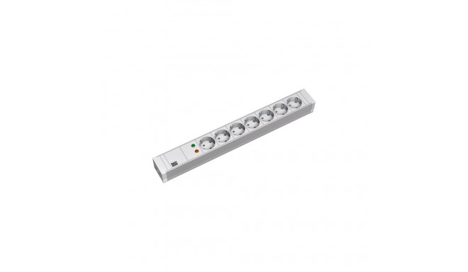 Toitepaneel 7 kohta Schuko räckitav 2.0m 1U hall, PVC, ülepingekaitse