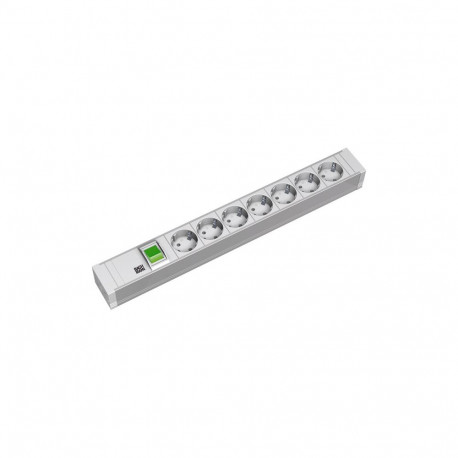 Toitepaneel 7 x Schuko lülitiga räckitav 2.0m 1U hall, PVC