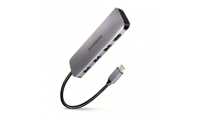 AXAGON HMC-HCR3A USB-hub 3x USB-A + HDMI + SD/microSD USB-C 3.2 Gen 1 20 cm USB-C-kaabel