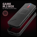 Axagon EEM2-GAM, USB-C 10Gbps - NVMe & SATA SSD GAME M.2 karp, kruvivaba SSD korpus must