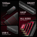 Axagon EEM2-GAM, USB-C 10Gbps - NVMe & SATA SSD GAME M.2 karp, kruvivaba SSD korpus must
