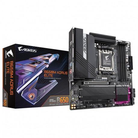 GIGABYTE emaplaat B650M AORUS ELITE AMD Ryzen 9000 CPUs 12+2+2 Phases VRM kuni 8000MHz DDR5 1xPCIe 5