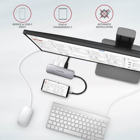 Axagon HMC-5 USB 3.2 Gen 1 hub, 2x USB-A, HDMI, SD/microSD, PD 100W, 20cm USB-C cable