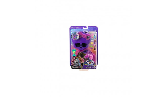 Polly Pocket Monster High Compact with 3 Micro Dolls & 10 Accessories, Opens to High School
