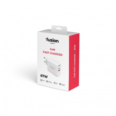 Fusion Energy charger 2 x USB-C | USB-A | 67W | 3A white (compatbile with Macbook | Dell | HP | ASUS