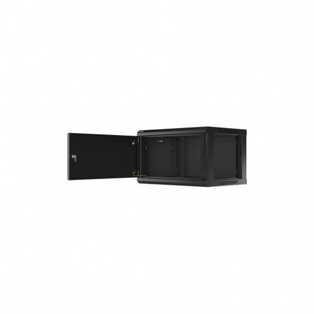 Lanberg Rack cabinet 19" wall-mount 6U/600x450 for self-assembly with metal door (flat pack), black