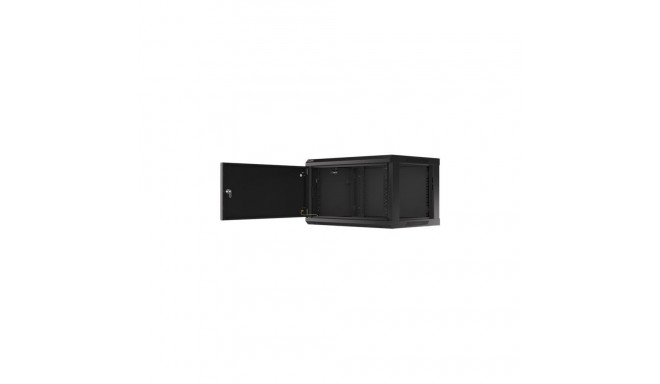 Lanberg Rack cabinet 19" wall-mount 6U/600x450 for self-assembly with metal door (flat pack), black 