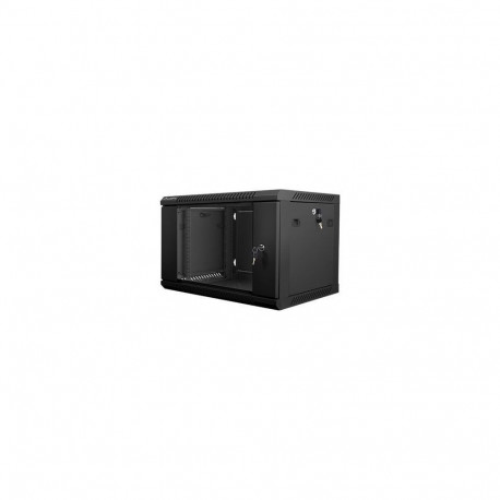 Lanberg Rack cabinet 19" wall-mount 6U/600x450 (flat pack) with glass door V2, black |