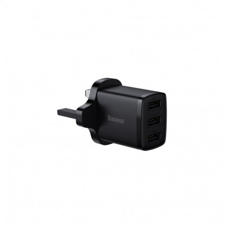 Baseus Compact wall charger 3x USB 17W UK plug Black