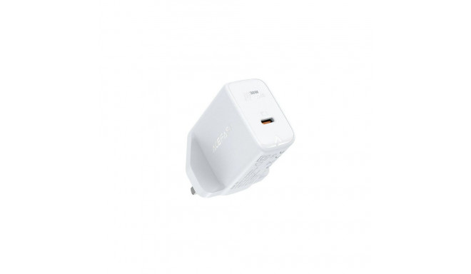 Acefast GaN wall charger (UK plug) USB Type C 30W, Power Delivery, PPS, Q3 3.0, AFC, FCP White