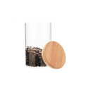 JAR STORAGE ROUND GLAS W BAMBO LID 1.1L