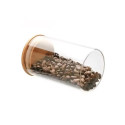 JAR STORAGE ROUND GLAS W BAMBO LID 1.1L
