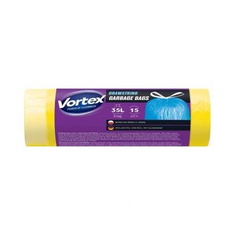 BAGS GARBAG VORTEXDRAWSTR YELO 35L 15PC