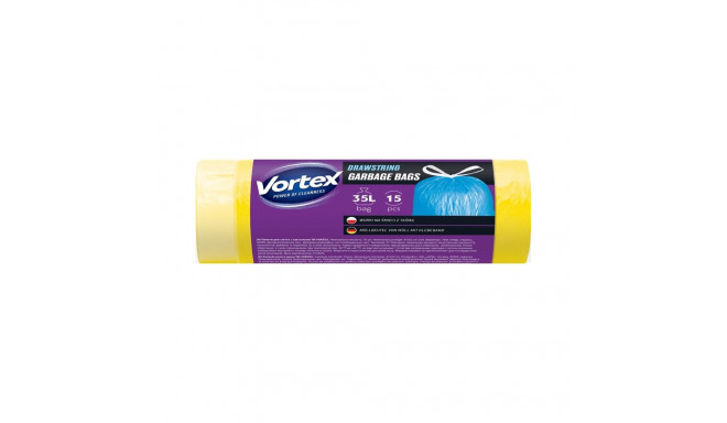 BAGS GARBAG VORTEXDRAWSTR YELO 35L 15PC