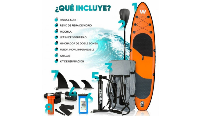 Täispuhutav Aerusurfilaud Koos Tarvikutega Winvey SUP-O Oranž